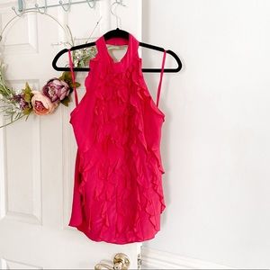 BCBG Max Azria Ruffled Silk Halter blouse size M